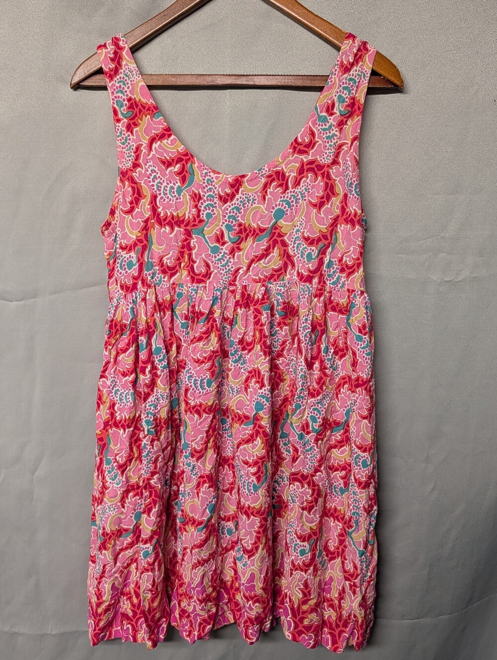 Vintage Rainbow-Jo Pink & Coral Floral Mini Sundress Size Medium EUC